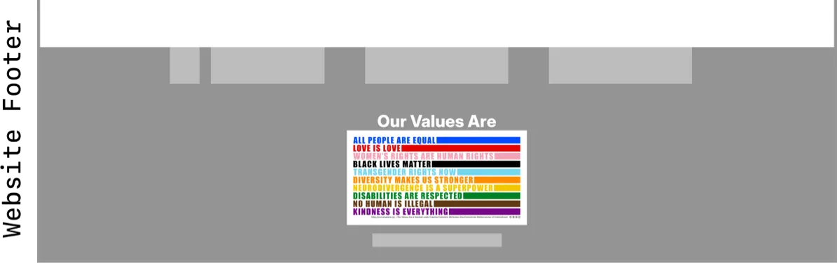 Footer placement option: Our Values Are image with dark background